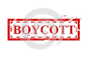 boycott, simple vector dirty grunge, red rectangle vector rubber stamp effect