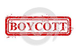 boycott, simple vector dirty grunge, red rectangle vector rubber stamp effect