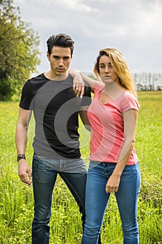 Boyfriend and girlfriend standing showing romantic love