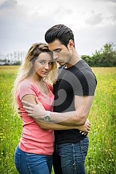 Boyfriend and girlfriend standing showing romantic love