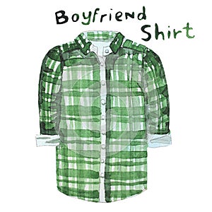 Boyfriend shirt. Hand drawn watercolor illustration.