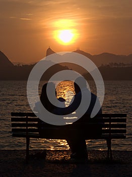 Boyfriends on the sunset in Rio de Janeiro