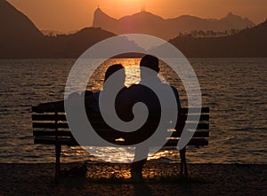 Boyfriends on the sunset in Rio de Janeiro