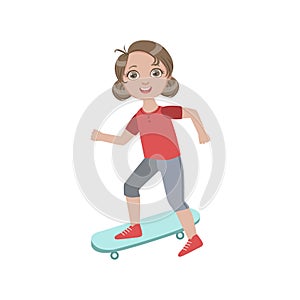 Boyish Girl Sketeboarding