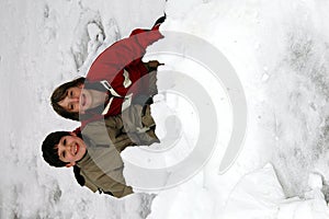 Boys building igloo