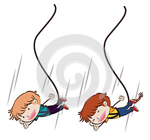 Boys Bungee Jumping on White Background