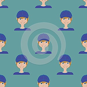 Boys with cap repeat pattern print background design