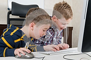 Boys on a computer