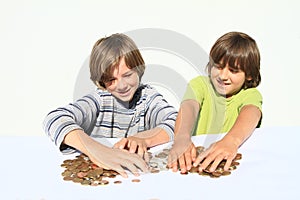 Boys dividing money