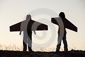 Boys dream of flying outdoors