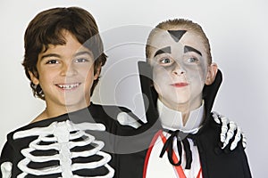 Boys Dressed In Halloween Costumes