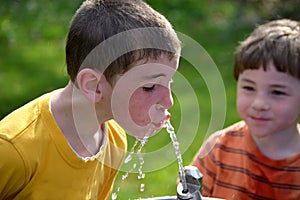 Boys Drinking Fountain