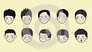 Boys face emotion cartoon