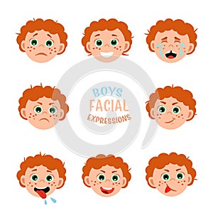 Boys facial expressions set