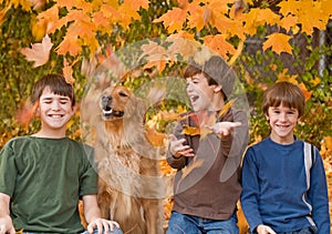 Boys in the Fall Leaves