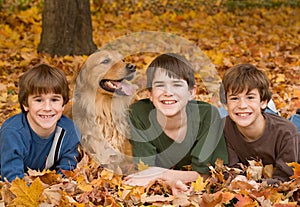 Boys in the Fall Leaves