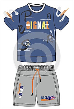 boys fashion t shirt with shorts Vector art