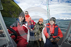 Boys fishing trip in boat