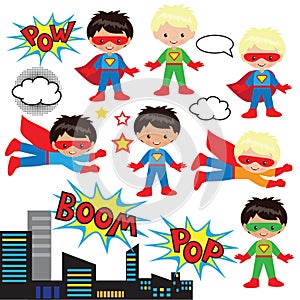 Boys and girls as superheroes photo
