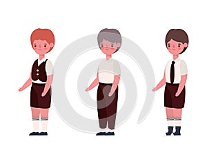 Boys kids cartoons with uniforms vector design