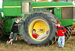 Boys and a Large Tractor