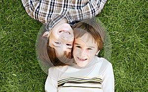 Boys Laying in the Grass