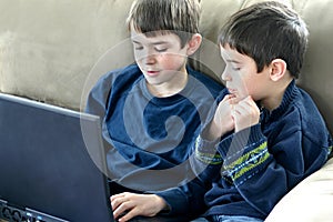 Boys Playing on Computer