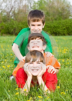 Boys Playing in a Field