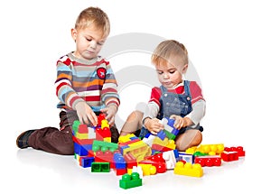 Boys are playing with the lego