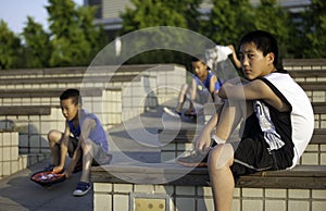 Boys playing at a park