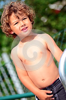 Boys playing at the pool