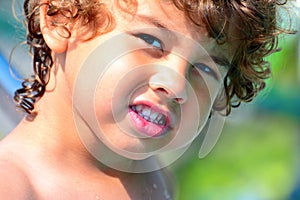 Boys playing at the pool