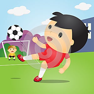 Boys Playing Soccer on Field.Soccer Player.Vector Illustration.