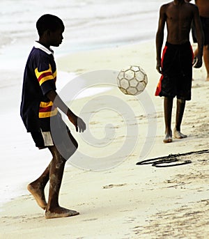 Boys playing socker