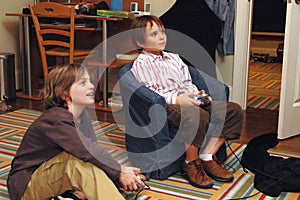 Boys playing video games