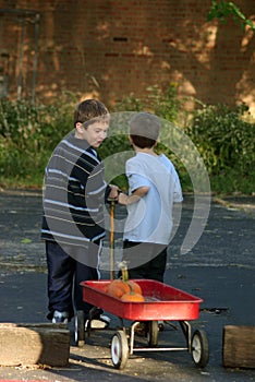 Boys Pulling Wagon