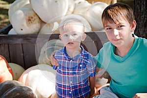 Boys at the Pumpkin Patch