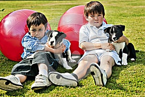 Boys with Puppy pets