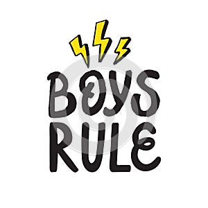 Boys rule hand lettering on white background