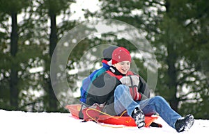 Boys Sledding