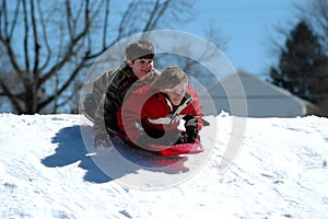 Boys sledding