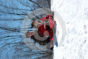 Boys sledding