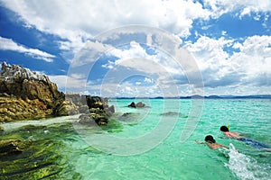 Boys snorkeling