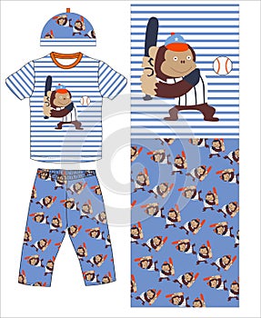 boys t shirt with pant monkey print vector art