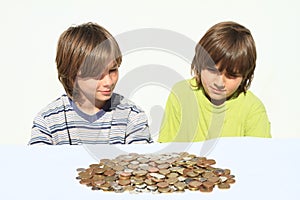 Boys watching money