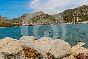 BOZBURUN, MUGLA, TURKEY: View of Germe Limani harbour of Bozburun village