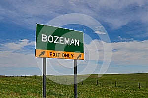 US Highway Exit Sign for Bozeman