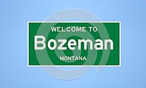 Bozeman, Montana city limit sign. Town sign from the USA. photo