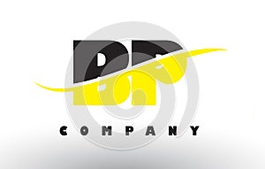 BP B P Black and Yellow Letter Logo with Swoosh.