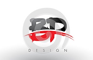 BP B P Brush Logo Letters with Red and Black Swoosh Brush Front